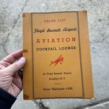 VTG c.1930s Floyd Bennett Airport Cocktail Lounge Bar Drink Menu AVIATION Plane picture