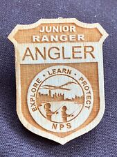Special Issue ANGLER NATIONAL PARK Wood Junior Ranger Badge Fishing Sports Rare picture