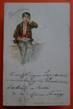 Oct 9, 1902 Ethnic postcard *Lazzaroni Mangia Maccheroni* Napoli /Naples, Italy picture