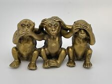 Vintage Brass Miniature 3 Wise Monkeys Hear See Speak No Evil Figurine picture