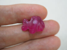 Ancient Pink Raw Ruby Carved Fish Talisman Amulet bead Pendant picture