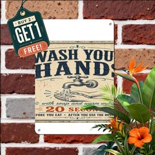 Hand Washing Notice Tin Sign Classic Bathroom Hygiene Metal Plaque 8x12 picture