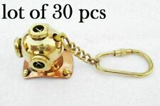 Nautical Antique Divers Lot of 30 Piece Diving Helmet Key chain Brass Key Ring picture