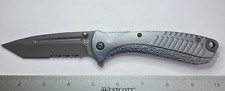 ABKT Tac Phantom Specter AB022G D2 Tanto Combination Edge Blade Gray w/Clip Used picture