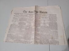 1887 San Diego Union Southern California Pacific Ocean Coast Newspaper Rare picture
