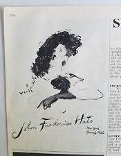 1945 women's John frederic's hats Vertes vintage fashion art ad picture