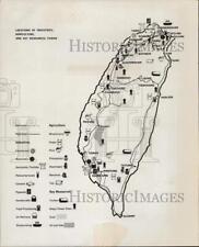 1968 Press Photo A map of Taiwan shows economic development cited in study picture