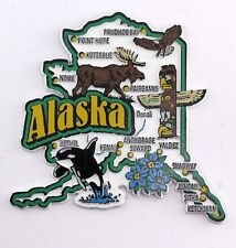 ALASKA STATE MAP AND LANDMARKS COLLAGE FRIDGE COLLECTIBLE SOUVENIR MAGNET FMC picture