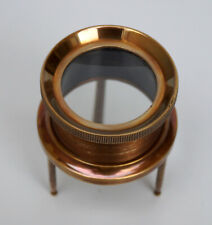 Antique brass desk magnifying glass magnifier tripod table top collectible item picture