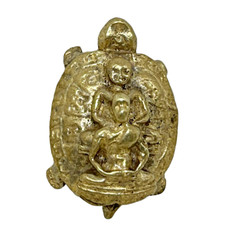 Phra LP Liew on Turtle Yant Wealth Good Health Lucky Brass Amulet picture