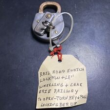 Rare Antique Wheeling & Lake Erie Train Switch Lock With Key Works Perfect Nice picture