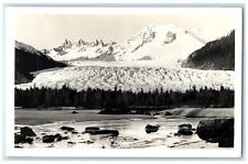 c1950's View Of Mendenhall Glacier Near Juneau Alaska AK RPPC Photo Postcard picture