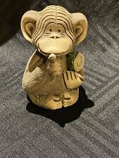 Vintage Artesania Rinconada Monkey holding bottle of scotch signed clay figurine picture
