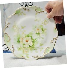 Exquisite Latrille Freres Old Abbey Limoges Cabinet Plate White Roses Embossed picture