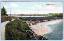 1910's NEWPORT RHODE ISLAND RI ENTRANCE TO CLIFF WALK SHOWING BEACH POSTCARD picture