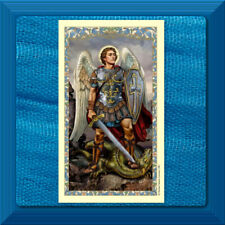 Saint St. Michael LAMINATED Holy Card Spiritual Armor Prayer Gilded Gold  picture