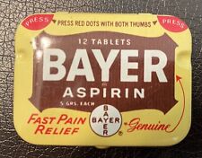 Vintage Bayer Aspirin Mini Tin Made In USA Pharmacy Display Collectible picture
