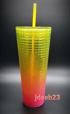 Starbucks Summer 2022 Strawberry Lemonade Grid 24 Oz Cold Cup Tumbler picture