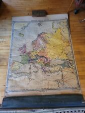 Antique 1921 Denoyer-Geppert Physical Europe Pull Down School Map picture