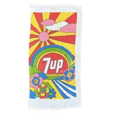 Vtg 1970's Peter Max 7 Up Beach Towel Sun Flowers Clouds Red Pink Blue 26