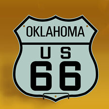 VINTAGE US OKLAHOMA 66 PORCELAIN GASOLINE SERVICE ROAD TRIP SHIELD PUMP SIGN picture