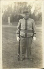 Pudgy Obese Soldier Cadet Uniform Gun Rifle c1910 Real Photo Postcard picture