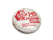 MS Multiple Sclerosis Mystery Sleuth Pin Help Fight White & Red Lettering picture