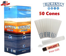 Elements Ultra Thin Rice Cones 1 1/4 Size 50 Pack & Free Clipper Lighter / Tube picture