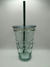 Starbucks 16oz RECYCLED GLASS Cold Cup Tumbler Made in Spain Lid Klean Straw picture