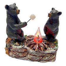 Black Bear Campfire Table Top Bedside Night Light NightStand Lamp Home Decor picture