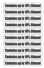 Contains Up To 10% Ethanol Black and White Stickers/Decals 1
