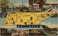 TENNESSEE State Map Greetings Postcard Multi-View / Curteich Linen 1957 Cancel picture