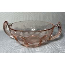 Vintage Pink Oval Depression Glass Pickle Dish Handles Art Deco Etched Pre-0wned picture