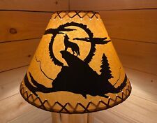 Rustic Oiled Kraft Lamp Shade with Coyote Design - 16