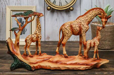 Wildlife Safari Giraffe Family In Savanna Scene Statue 12