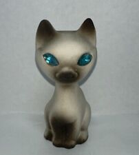 Vintage Ceramic Siamese Cat Blue Jewel Eyes Mid Century Modern 1950s One Chip picture