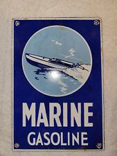 Vintage Marine Gasoline Porcelain Sign Outboards Lubricants Gas Oil Fishing Boat picture