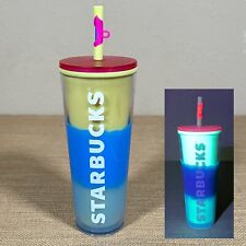 Starbucks 2023 Blue Wave Color Changing 24oz Tumbler GLOWS Under UV Light NWOT picture