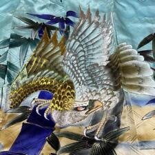 Japanese Children'S Kimono Pure Silk Eagle Embroidery Blue picture