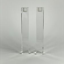 Pair of Oleg Cassini Crystal Candlestick Holders. Signed picture