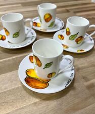 Original Handmade Painting Espresso Cup & Saucer 3oz. Set Of 4 Cuban Art By Lisa picture