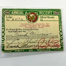 1944 Loyal Order of Moose Philadelphia Annual Receipt Membership Card picture