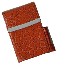 Orange Croc Crocodile Cigarette Hard Case Leather Flip Top Lighter Holder Unisex picture