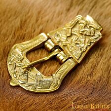 Medieval Belt Buckle Pure Solid Brass Viking SCA Celtic Design Leather Accessory picture