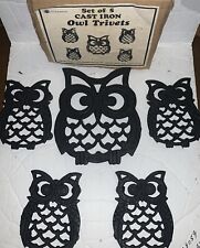 Vintage Cast Iron Metal Owl Trivets Set of 5 Chadwick 1977 picture