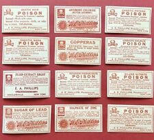 NOS Vintage 1930s Poison Pharmacy Label Lot of 12 Sinclairville New York picture