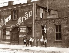 1912 Crowd Near Saloon St Louis MO Vintage Photograph  8.5
