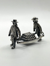 Vintage Dutch Silver Miniature Figurine of Two Men Carrying Cheese picture