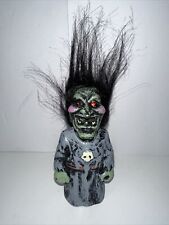 Vintage Pocket Screamer GRAMPS 2007 Halloween Warlock Blk Hair Green Face WORKS picture