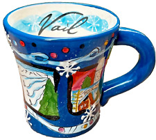 TRUMPET Ski Beaver Creek Vail Colorado Ceramic Mug Hand Painted Winter Mug picture
